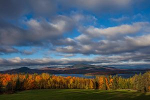 Moosehead Lake with fall trees