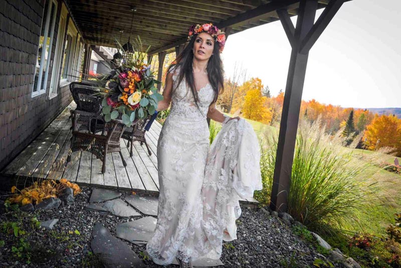 Moosehead Lake Maine Elopement Fall Bride